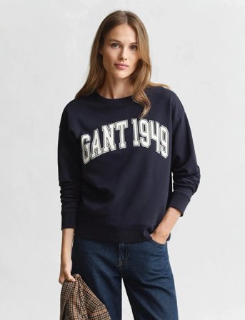 GANT Graphic C-Neck Sweat - Navy - S