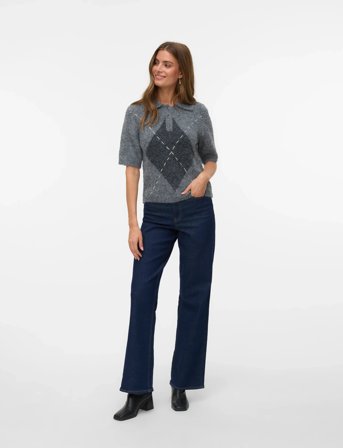 Vero Moda Vmbliss 2/4 Poloneck Pullover Ga - Grey - M