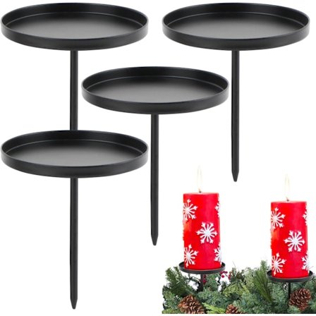 Sæt med 4 Lysestager til Adventskranse - Sorte Te-Lysestager