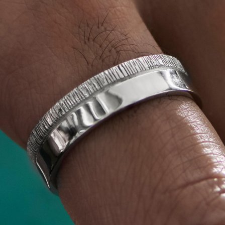 Anneau Adrian en argent sterling 925 poli et texturé for Men