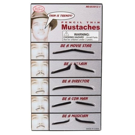 Smala Lösmustascher Set med 5 st olika mustascher
