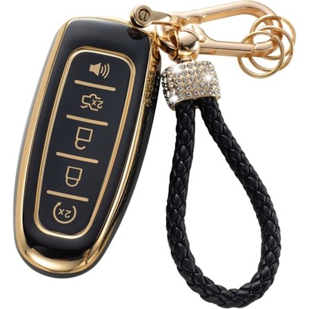 Gematay Ford Nyckelringsskydd med Nyckelband, Mjuk TPU Nyckelringsskydd Kompatibel med Ford C-Max Edge Escape Expedition Smart Key Case