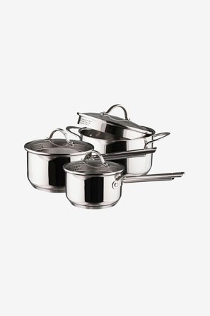 Dorre - Grydesæt Kosmo, sæt med 3 stk. - Sølvfarvet - Gryder & kasseroller - Fra Homeroom