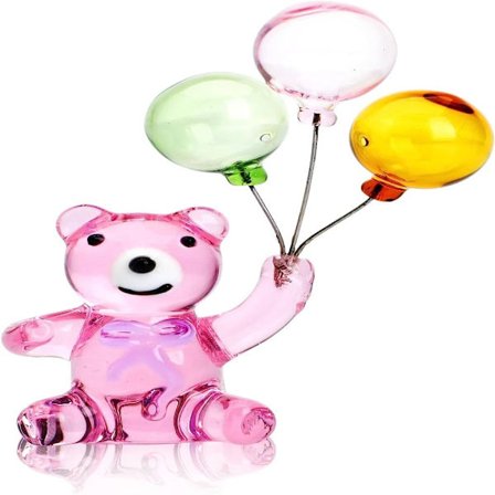 2 stk Glass Bjørn Figur Krystall Bjørn Ballonger Ornament ROSA