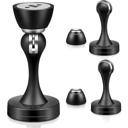 3-delt magnetisk dørstopper, sort dørstopper, vægmonteret magnetisk dørgreb tung-