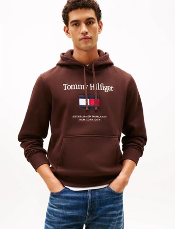 Tommy Hilfiger Tommy Embro Flag Hoodie - Brown - S