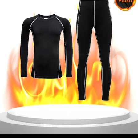 Termisk undertøysett for gutter, varmt basislag for vinter-ski, tettsittende T-skjorte + leggings sportstights med fleecefôr, egnet for diverse 