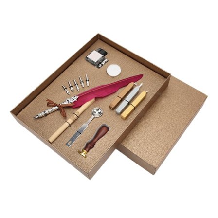 Fjäderpenna Set Smidig Skrift Retro Design Snidad Utsida Kalligrafipenna Kit för Skrivande GåvaSFDPS038006 Vinröd