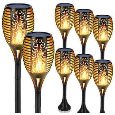 4x 33 LED Solar Fakkel Hage Lamper Belysning Solar Lampe Lys Flamme