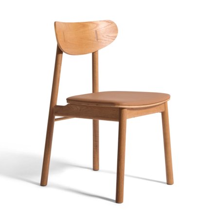 Struktur-Esszimmerstuhl, Eiche | PU-Leder, modernes skandinavisches Design, gepolsterte Sitzfläche in Braun, stabiles Massivholzgestell, 83cm