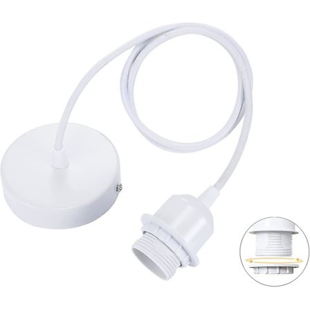 Lampeoppheng E27 med skruering, 100 cm tekstilkabel, høydejusterbar, lampeskjerm fritt valgbar pendellampe med E27-sokkel, lampeholderidé