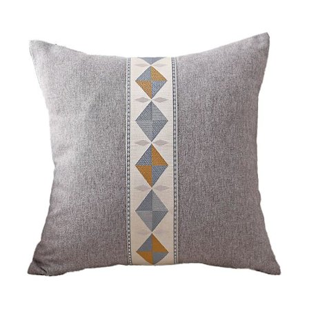 Geometrisk broderi etnisk stil linned moderne enkel pyntepude gul 45*45cm