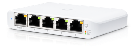 Ubiquiti UniFi Flex Mini Switch Layer 2 - 5 porter - kan få strøm fra PoE eller 5V USB-C-adapter (ikke inkludert) - 5-pakning