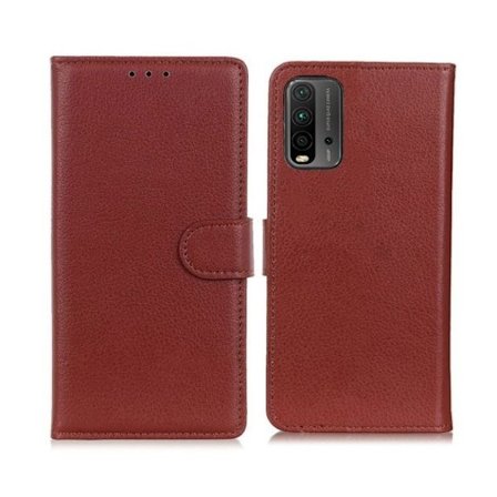 Flip Stand Leather Wallet Case For Xiaomi Redmi 9T/ Mi POCO M3 Brown