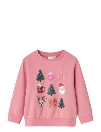 name it Nmfromia Ls Nreg Sweat Bru Box - Pink - 92