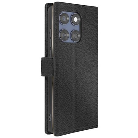 Étui Portefeuille - Motorola - Edge 60 Fusion - Vegansk Læder - Magnetisk Læg - Sort