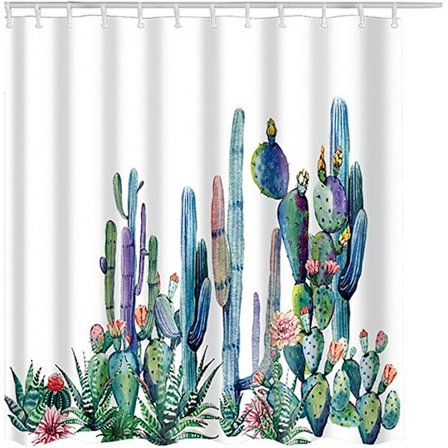 Duschdraperi för badrum (kaktus 180*180cm) med krok, mögelbeständig