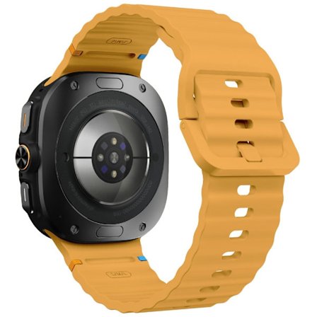 KALEBOL Samsung Galaxy Watch Ultra 47mm Silikonarmband Wave Stitch Justerbart Armband - Gul