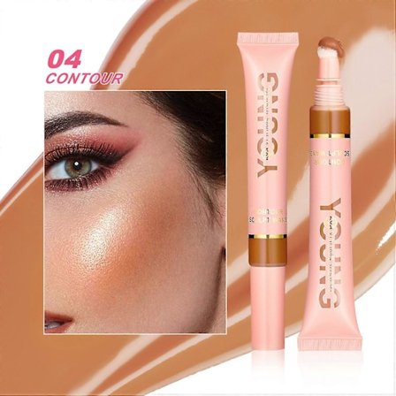 Flytande Bronzer/Rouge/Highlighter Stick, 3-delad Konturmakeup, Beauty Rouge med Svamp, Mjukt och Hållbart Naturligt Matt Finish