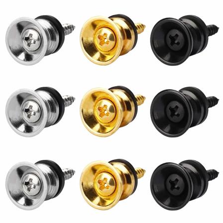 9 stk. Metal Guitarrem Stropper Knapper Endepinde (Guld, Sølv, Sort)