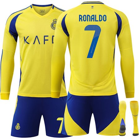 24-25 Al-Nassr FC Långärmad Tränings Tröja NO.7 RONALDO Tröjor Barn Vuxen Fotbollsutrustning med Strumpor NO.7