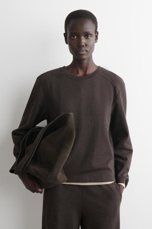 COS Women's Cotton Long Sleeve Top in Brown