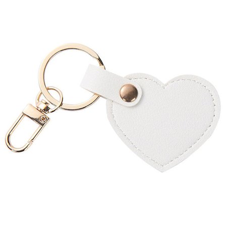 Nahkainen sydän avaimenperä muoti nahkainen sydämenmuotoinen avaimenperälaukku valkoinen