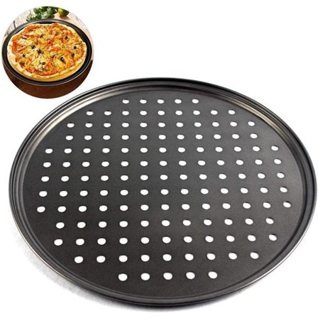 Pizzabrett, 26 cm - Slitesterk metallpanne for kjøkken - Sterkt bakeverktøy for ovn - Pizzalager - Kokekar - Tallerkenholder