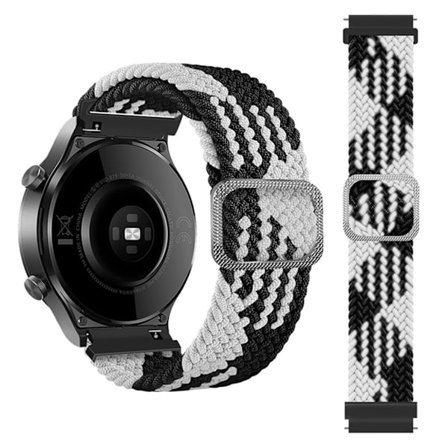 20mm Samsung Galaxy Watch Active 2 - 40mm / Watch (42mm) braid pattern watch strap - Black / White