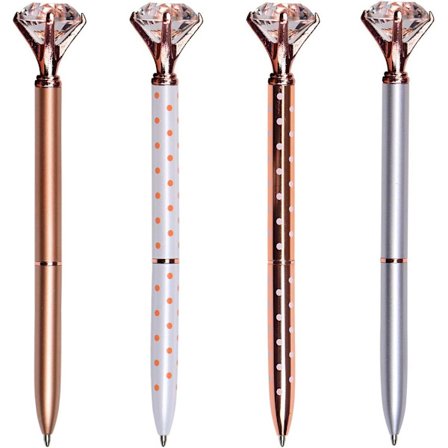 4 stk. krystal diamant kuglepenne, rose gold metal kuglepen til damer kolleger piger gaver
