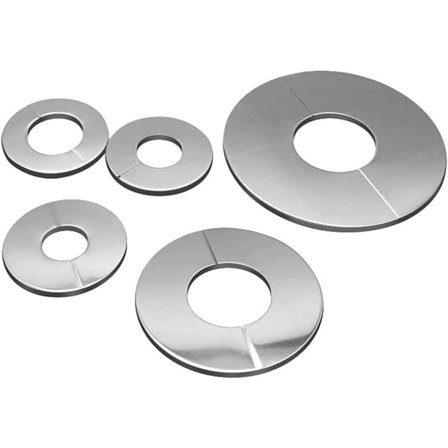 Delt flens rørleggerdeksel, rustfritt stål rund rosettplate for enkel installasjon på rør, værbestandig deksel med selvklebende