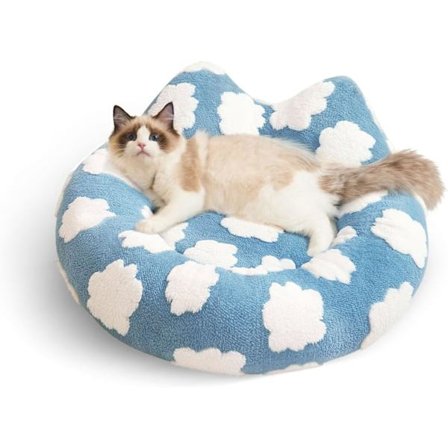 V-formet blå himmel og hvit sky vanntett hunde- og katteseng, avtagbar