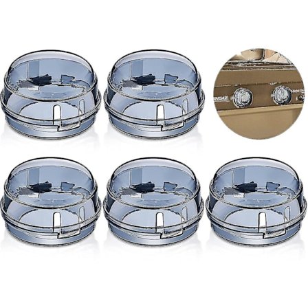 5 stk. gasskomfyr knottdeksler for barnesikkerhet, barnesikring for ovn, kjøkkensikkerhetsvakter, barnesikre knottdeksler, svarte komfyrknotter