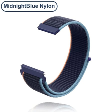 Nye 18 mm 20 mm 22 mm remmer for Garmin Venu 2S Armbånd Vivoactive 3 4S 4 Forerunner 245 645 Galaxy Watch 4 Classic 42 46 mm Military Blue Nylon