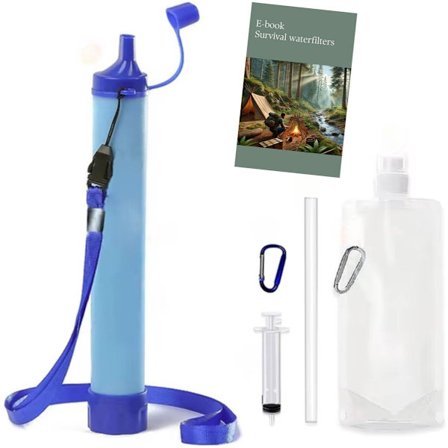 ING Overlevelse Vandrensningshalm - BPA-fri - Ideel til udendørs camping og nødsæt - Filtrerer op til 1500 liter vand