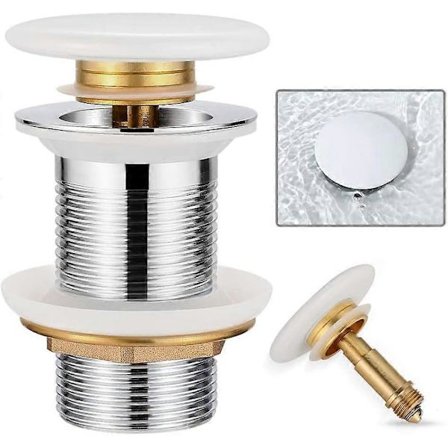 Bottenventil utan överlopp Bottenventil med tätning Pop-up mässingsventil G1" Avloppsanslutning med klickfunktion Bottenplugg för diskho, handfat