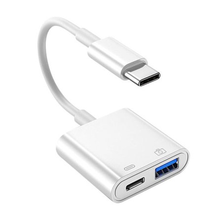 OTG-adapter med støtte for ladepunkt, kortleser, Plug and Play, flerbruks, 500mA Type-C hann til USB hunnadapter
