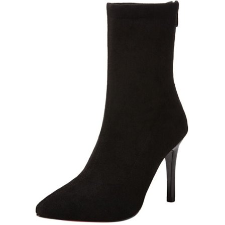 Dame Spisse Høye Hæler Elastiske Ankelstøvletter Mid Fashion Glidelås Støvletter Sko Sokk Støvletter 37 US7=EU37=UK4