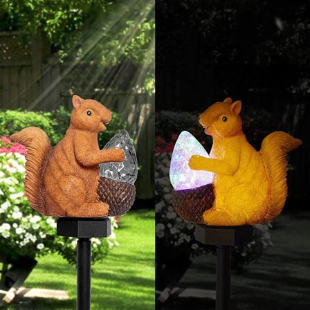 1 pakke solcelledrevne hagelys, solcelledrevne ekornlys, utendørs dekorlys, vanntette landskapslys, LED-solcelledrevne lys for hage, blomsterbed, 