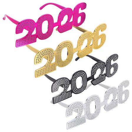 2026 Briller i plast Godt Nyttår Briller 4 stk for festartikler[D]