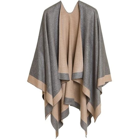Damekappe Poncho Ruana Kappe Cardigan Genser Åpen Front
