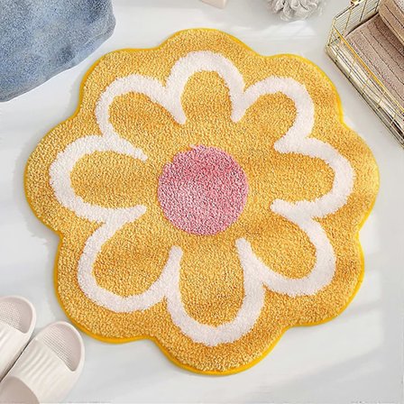 Blommig Matta Söt Blommig Badrumsmatta Mjuk Mikrofiber Rund Blomma Golvmatta Vattenabsorption