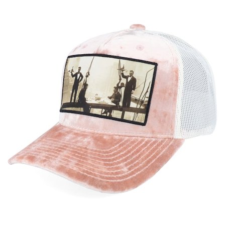 Calza Pennello - Rosa trucker Caps - Dinner Atop A Skyscraper Velvet Peach/Ivory A-fram @ Hatstore