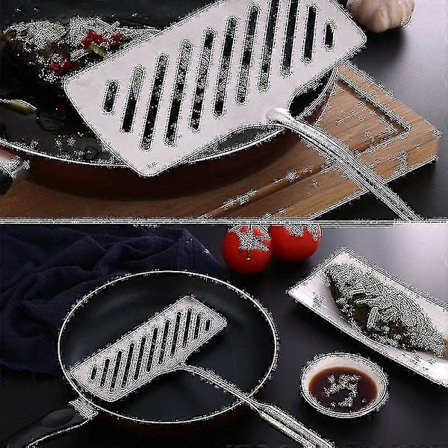 Bred stekespade i rustfritt stål for fisk - Profesjonell og gjør det lettere å snu, steke og grille fisk