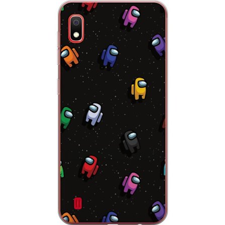 Yhteensopiva Puhelinkuori Samsung Samsung Galaxy A10 Among Us-kuviointi värikkäillä hahmoilla avaruudessa, leikkisä peliteema täydellinen Among U