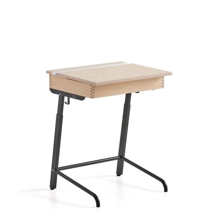 School desk AXIOM, sound absorbing linoleum, anthracite grey/beige