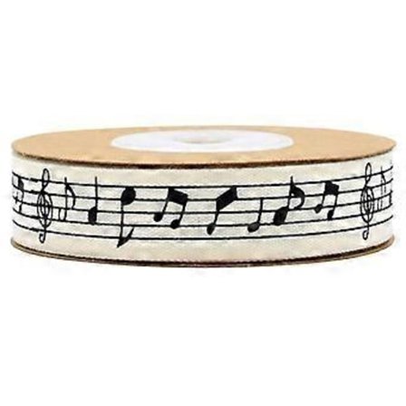 1 Rull 10M Musikk-Karakter Trykte Bånd Sløyfe-Making Bomulls Bånd Forsyninger for Fest Emballasje Gaver Hage Blomster Innpakning