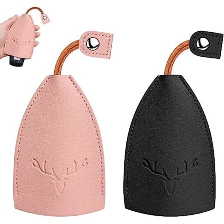 2-pack (Svart+Rosa), Läder Nyckelhållare till Bil, Stor Kapacitet Vatten