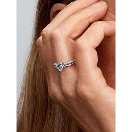 Pandora - Dobbel Bånd Hjerte Ring - Sterling sølv