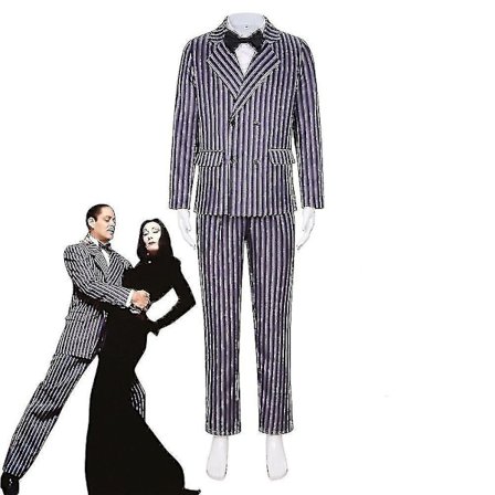Onsdag Gomez Addams Cosplay-kostume Stribet kostume til mænd Halloween Karneval Fest Forklædning til voksne børn V